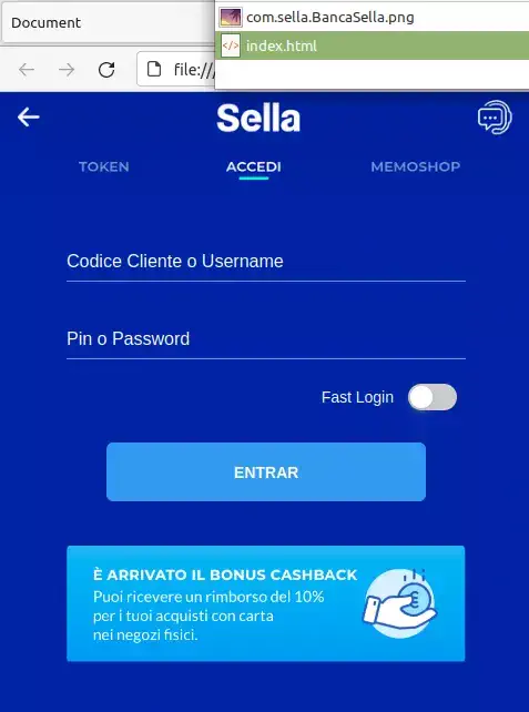 Falsa pagina Banca Sella Falsa pagina Banca Sella